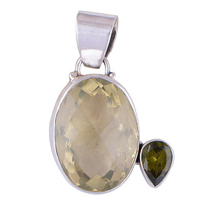 Lemon Topaz, Peridot 925 Sterling Silver Pendant - R8400000-729