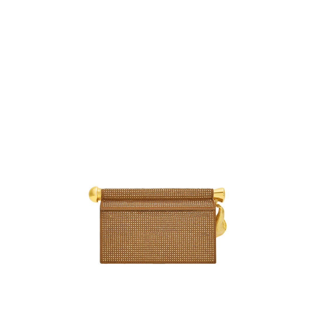 JW PEI Holly Artificial Crystal Metal Pendant Embellished Clutch - Champagne by JW PEI