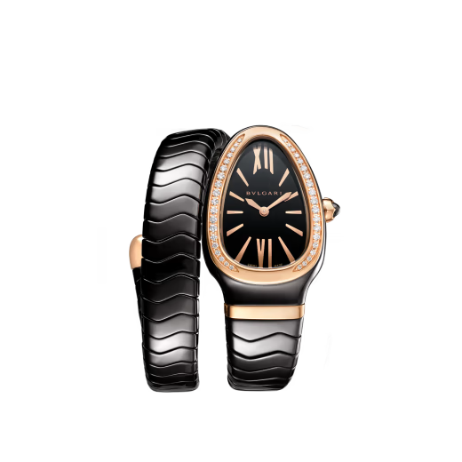 Serpenti Spiga Black Ceramic & Rose Gold Diamond Watch