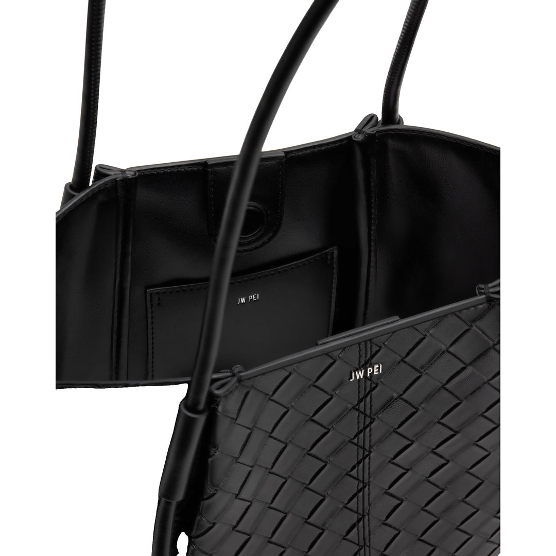 JW PEI Nala Wide Weave Texture Tote Bag - Black by JW PEI