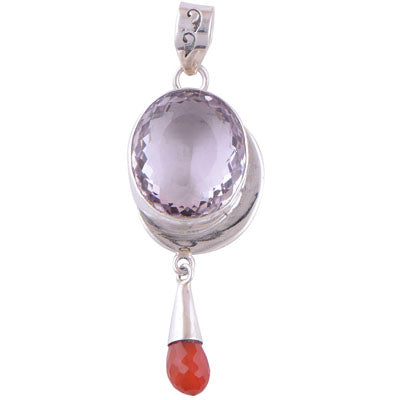 Amethyst, Carnelian 925 Sterling Silver Pendant - R300387-1