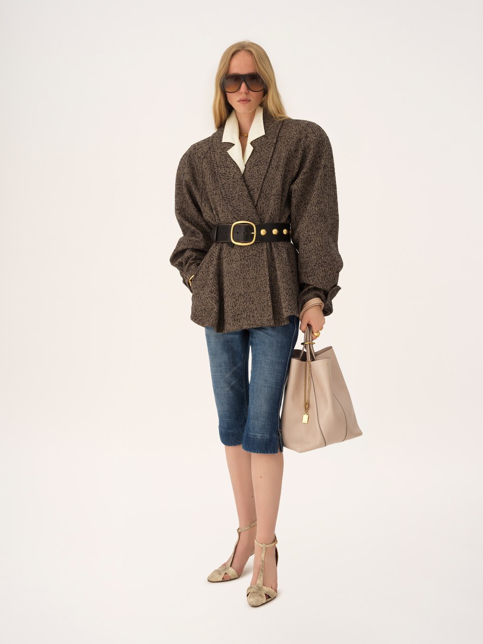 CHLOE Spin tote bag in grained leather Boyish Brown by CHLOE