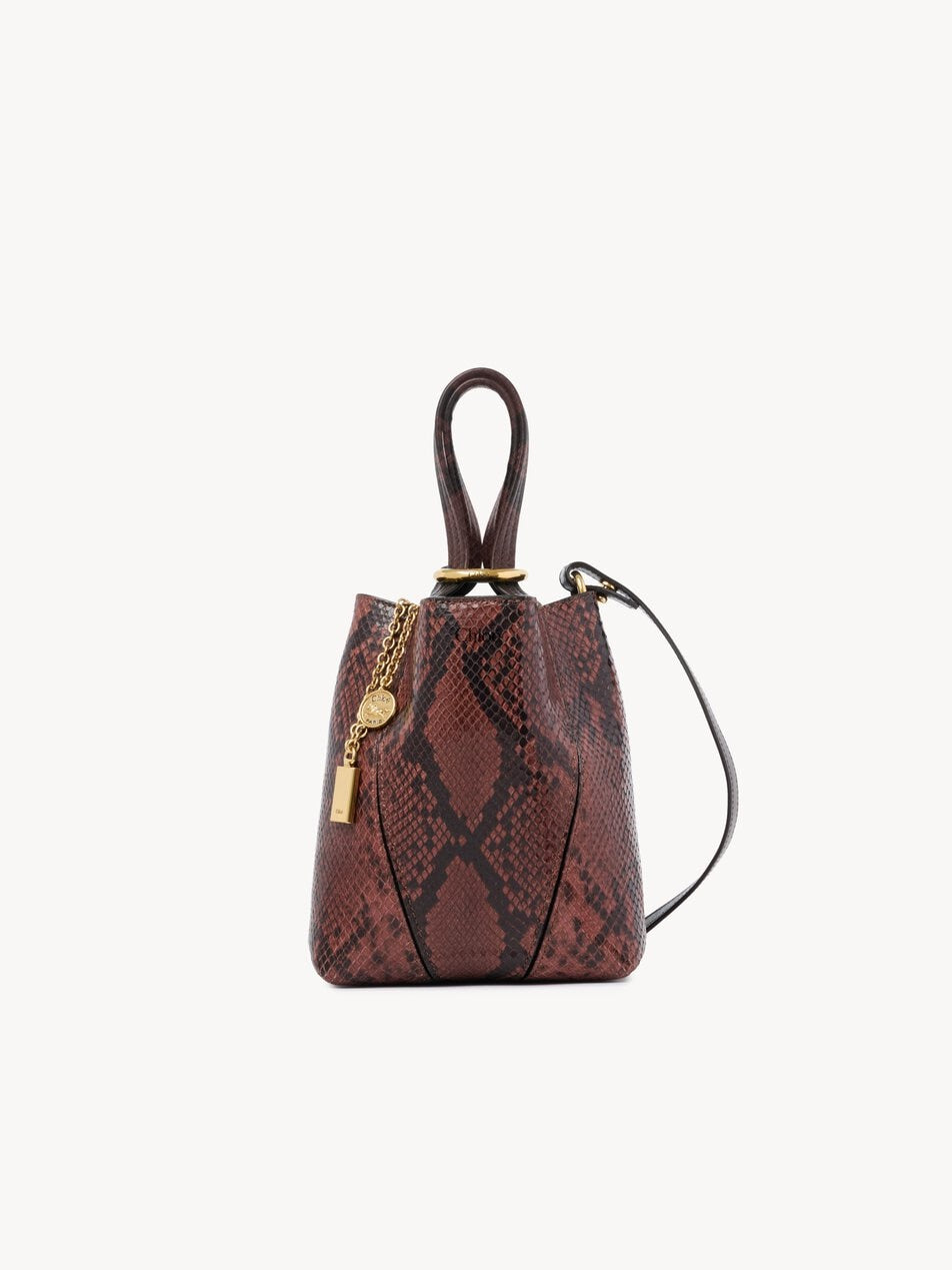 CHLOE Small Chloé Spin tote bag in python-effect leather Rosewood by CHLOE