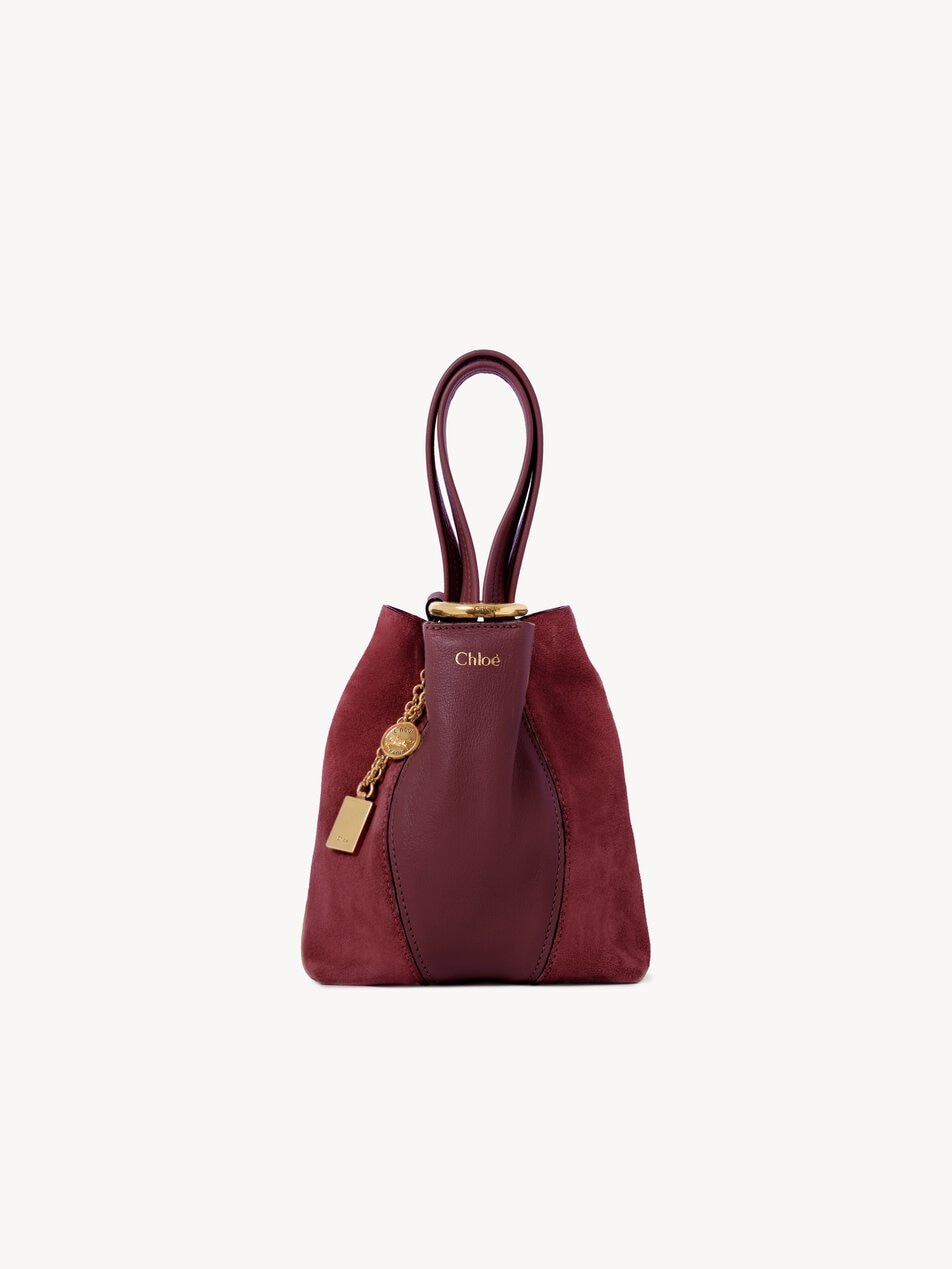 CHLOE Small Chloé Spin tote bag in suede & soft leather Burnt Red by CHLOE