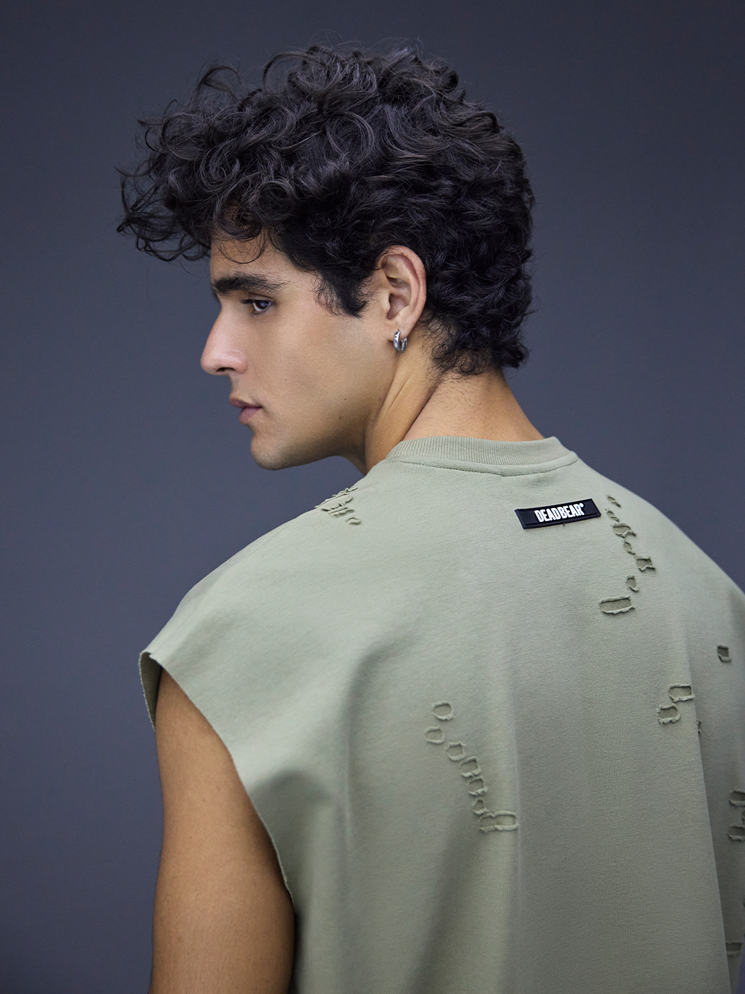 Distressed Olive Tank by DEADBEAR