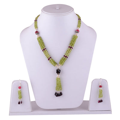 925 Sterling Silver Garnet, Peridot, Red Corundum, Smoky Topaz Jewellery Set - R5000119-9