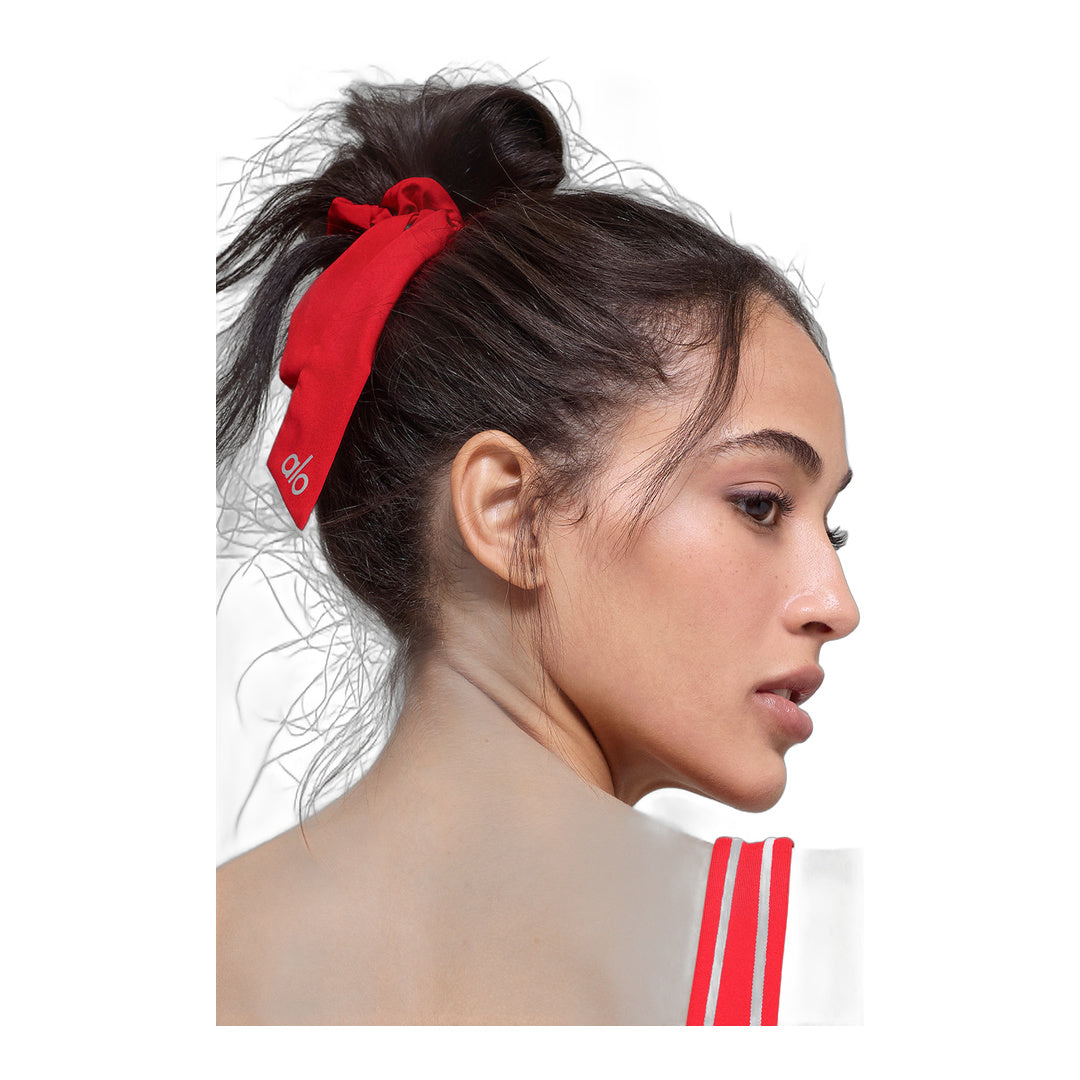 alo Love Knots Tie Scrunchie - Bright Red by Alo Yoga