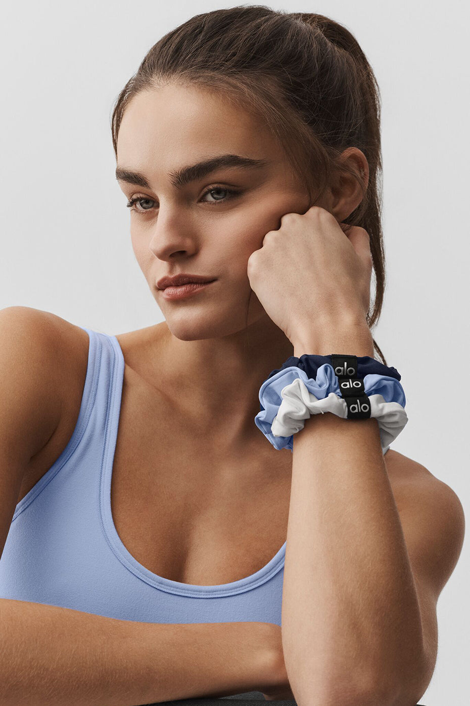 Fresh Mini Scrunchie 3-Pack - Light Provence Blue/Navy/White (A0290U)