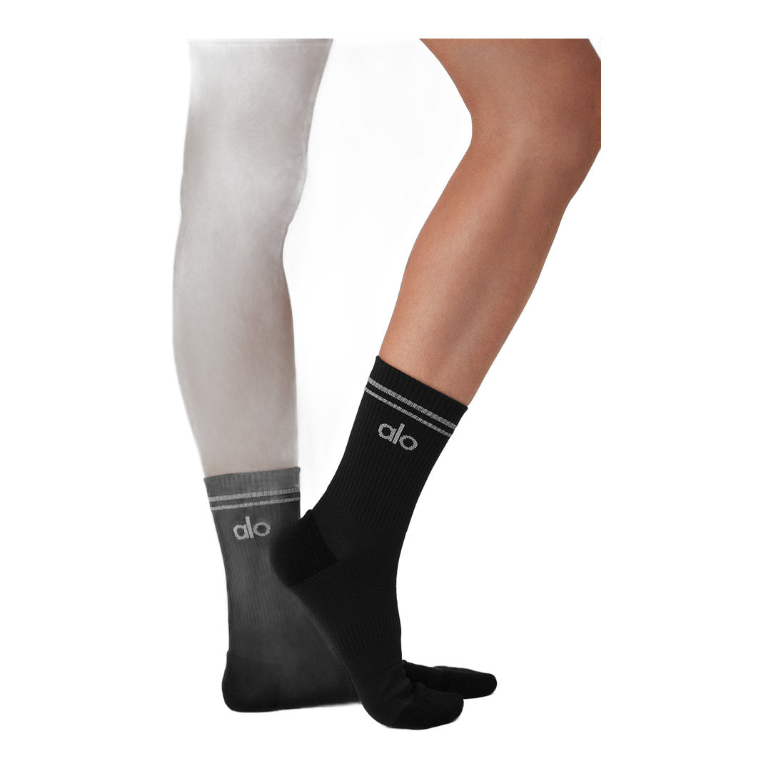 alo Unisex Half-Crew Performance Sock - Black by Alo Yoga