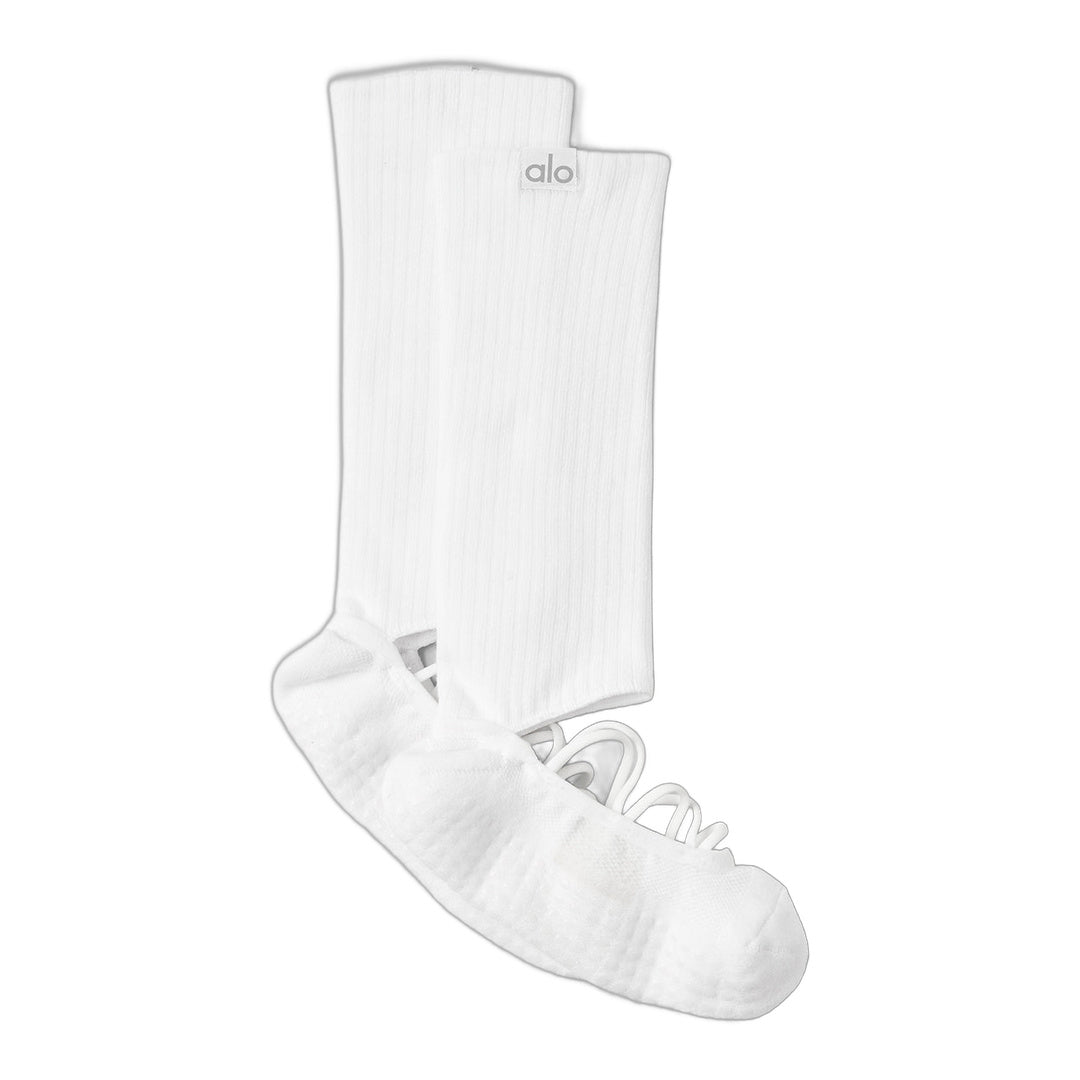 alo Women's Strappy Siren Grip Sock - White by Alo Yoga