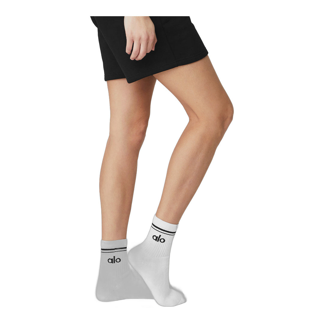 alo Unisex Half-Crew Throwback Sock - White/Black by Alo Yoga