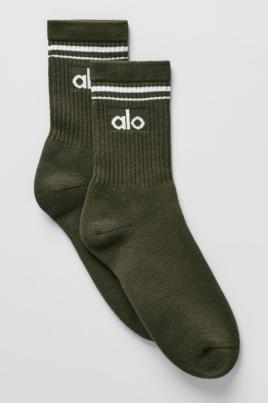 Unisex Half-Crew Throwback Sock - Green Olive/White (A0480U)