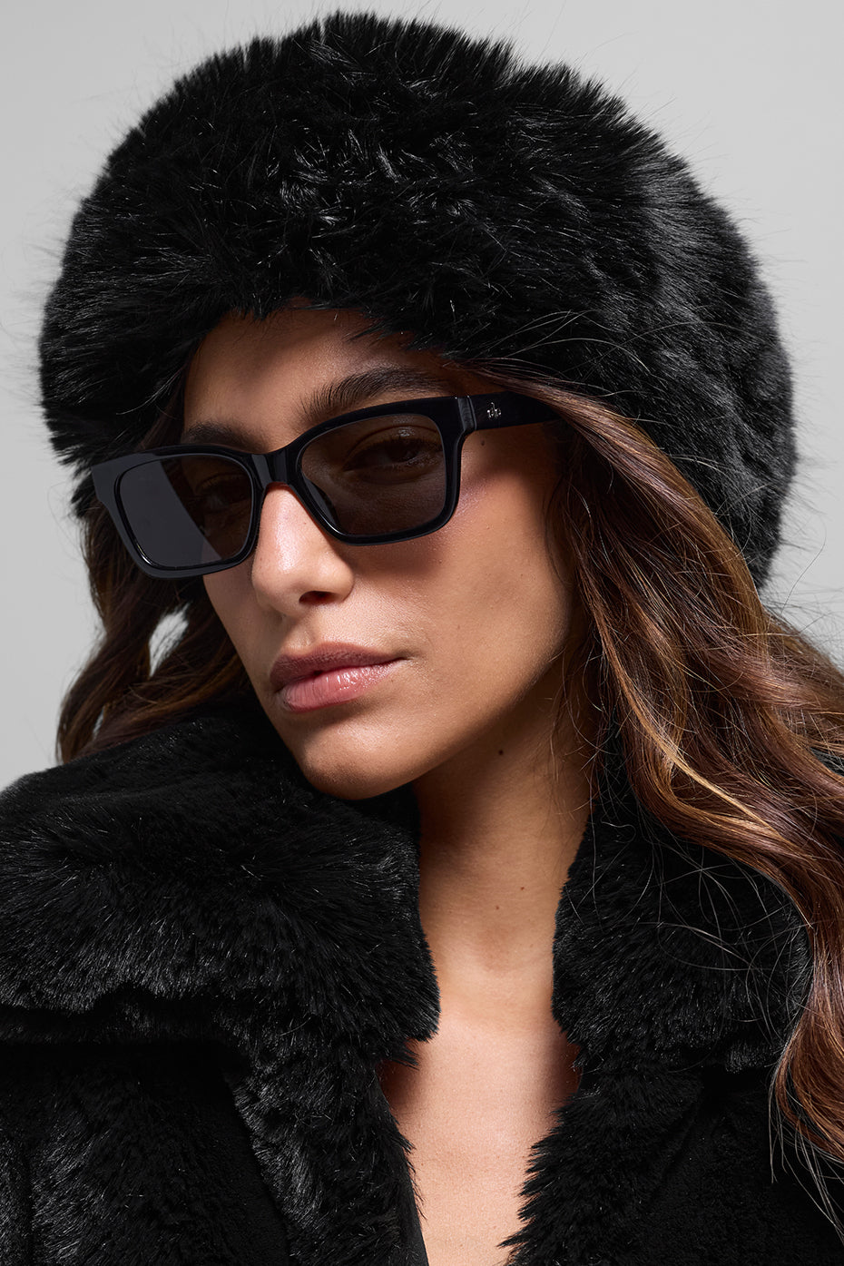 Opulent Faux Fur Wintersun Headband - Black (A0636U)