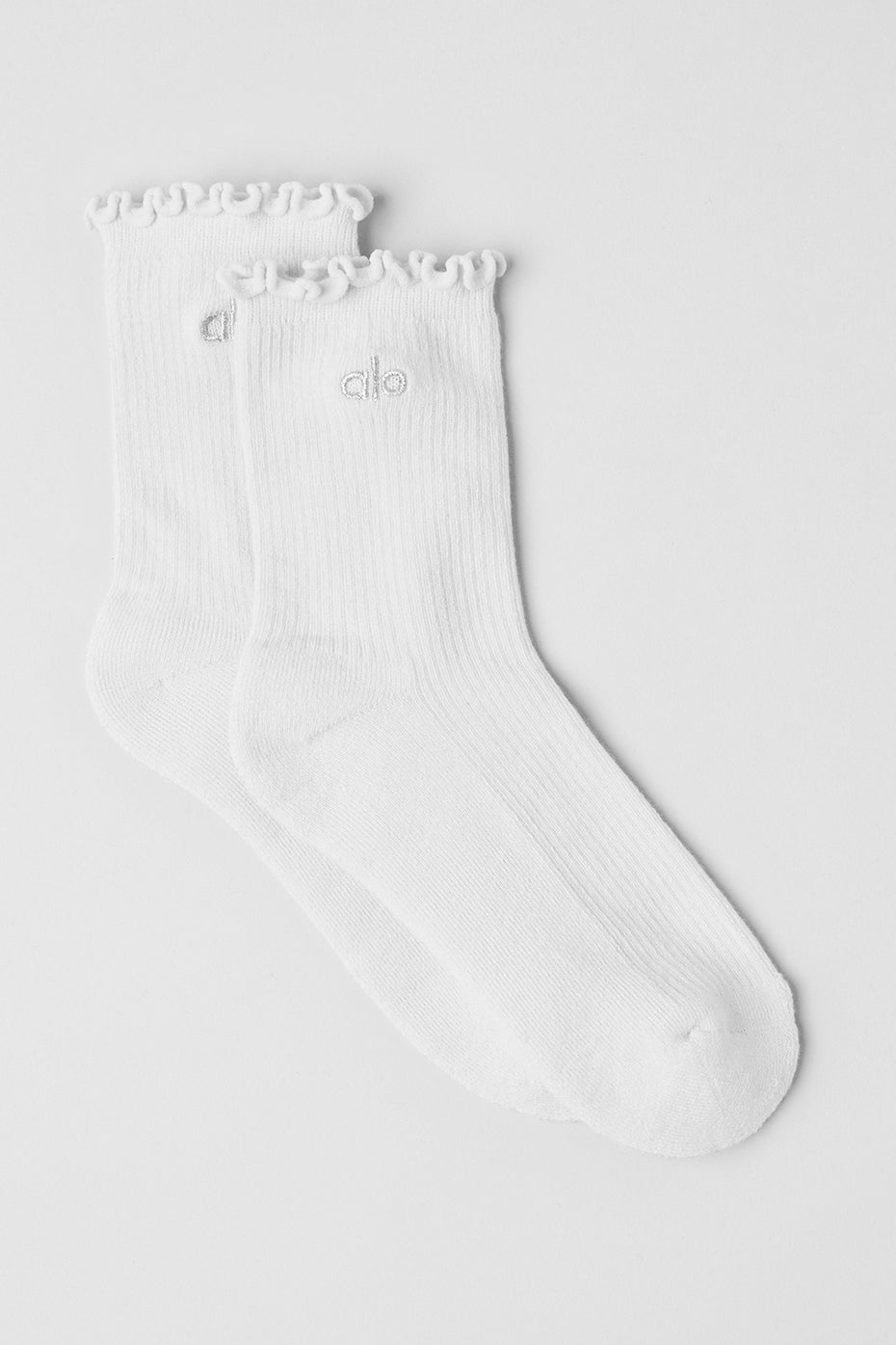 Women's Lettuce Edge Sock - White (A0660W)