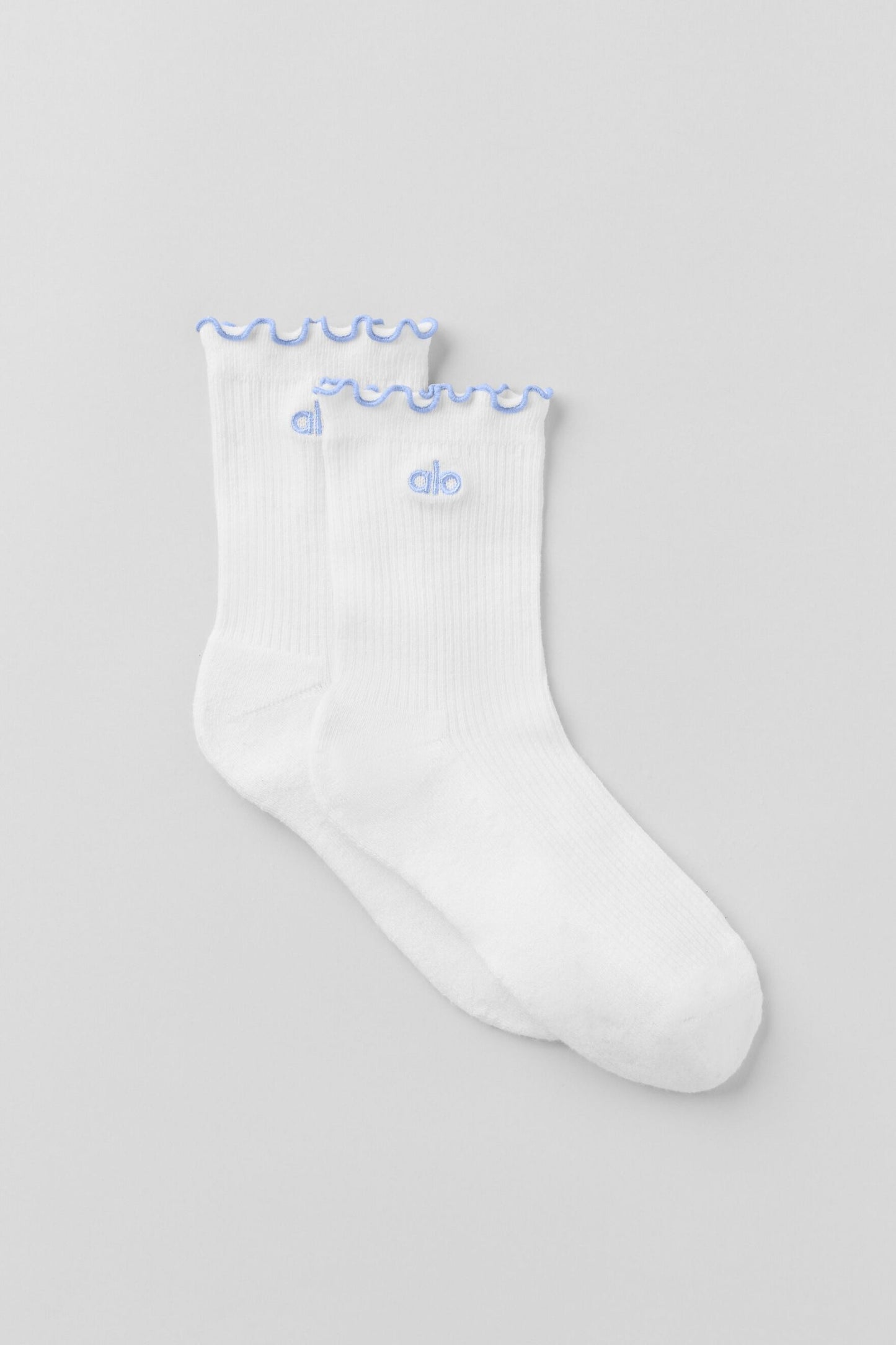 Women's Lettuce Edge Sock - White/Light Provence Blue (A0660W)