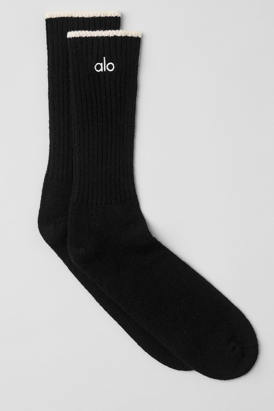 Unisex Wool Cashmere Light Frosted Sock - Black/Ivory (A0706U)