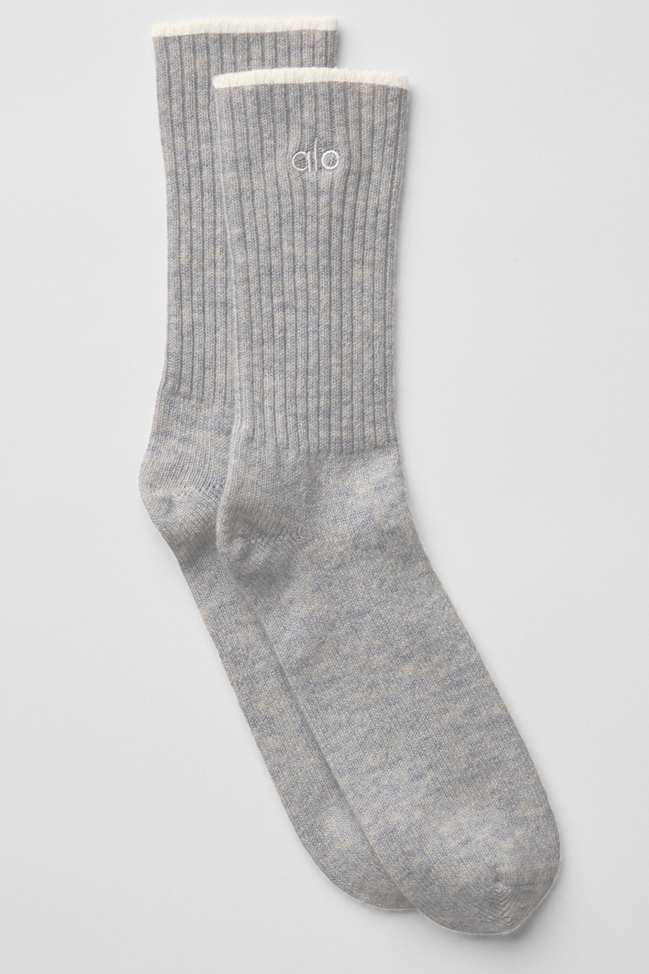 Unisex Wool Cashmere Light Frosted Sock - Light Heather Grey/Ivory (A0706U)