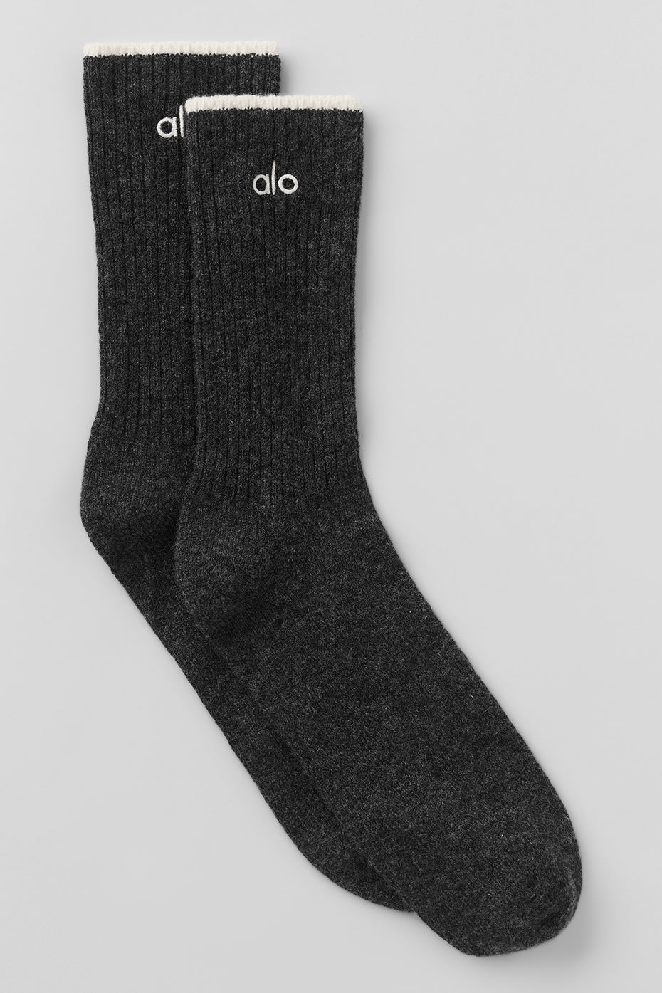 Unisex Wool Cashmere Light Frosted Sock - Dark Slate Grey/Ivory (A0706U)