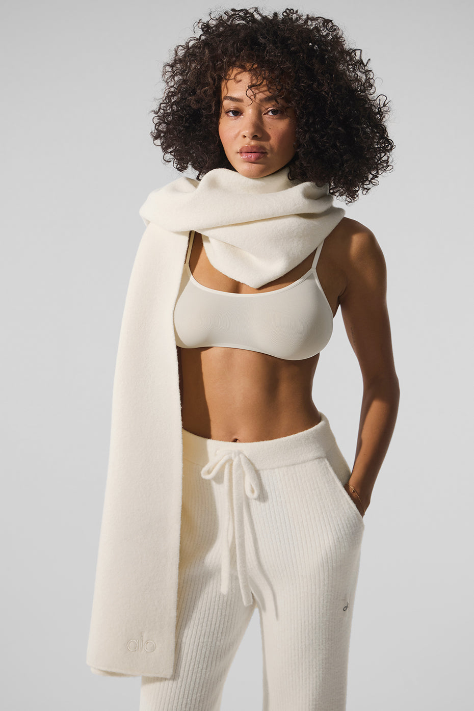 Merino Wool Oversized Scarf - Ivory (A0707U)