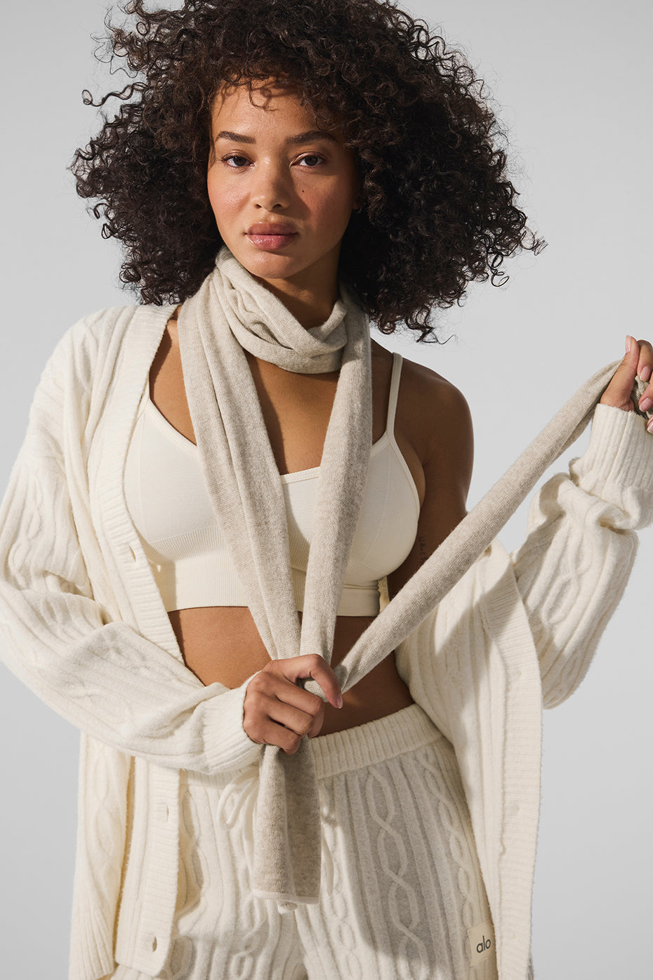Cashmere Light Frosted Scarf - Winter Latte/Ivory (A0710U)
