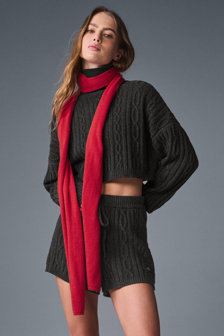 Cashmere Light Frosted Scarf - Red Ribbon (A0710U)