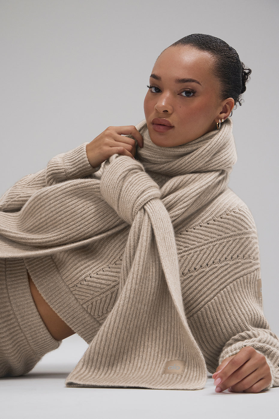 Courchevel Cashmere Scarf - Flax Heather (A0790UP)
