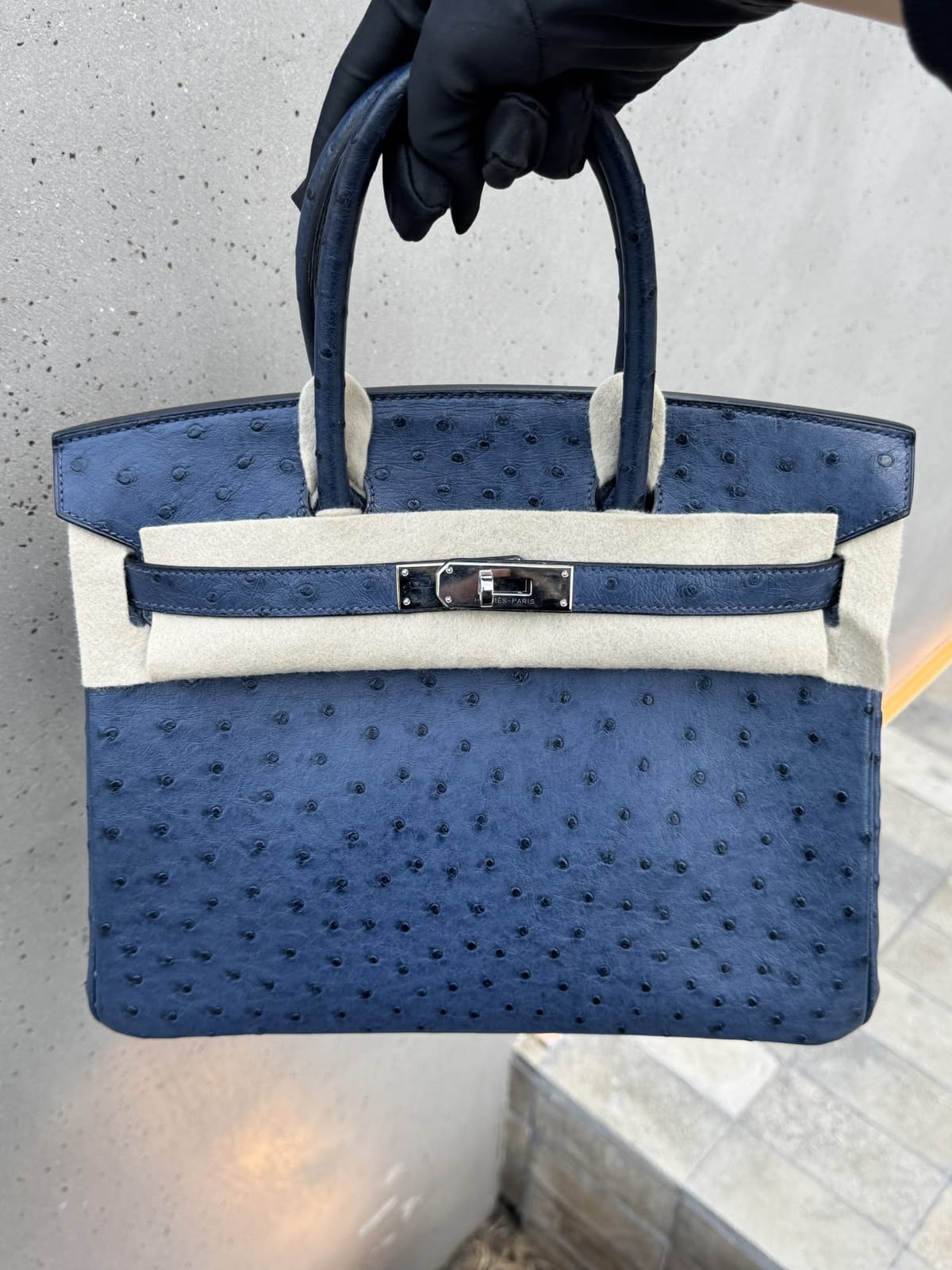 Hermès Birkin 30 Ostrich Bleu Iris Palladium Hardware