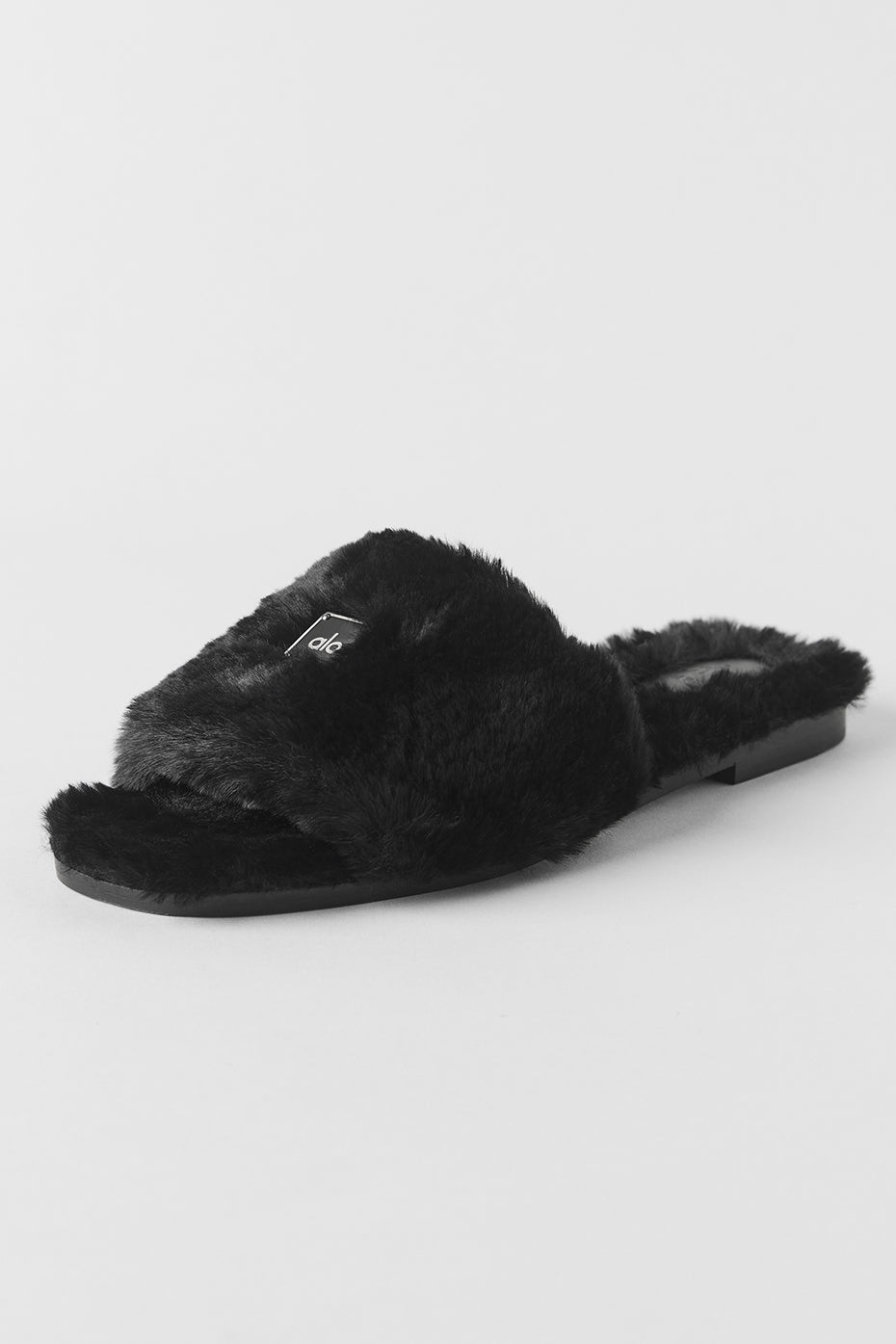 ALO Classico Faux Fur Sandal - Black (A0950U)