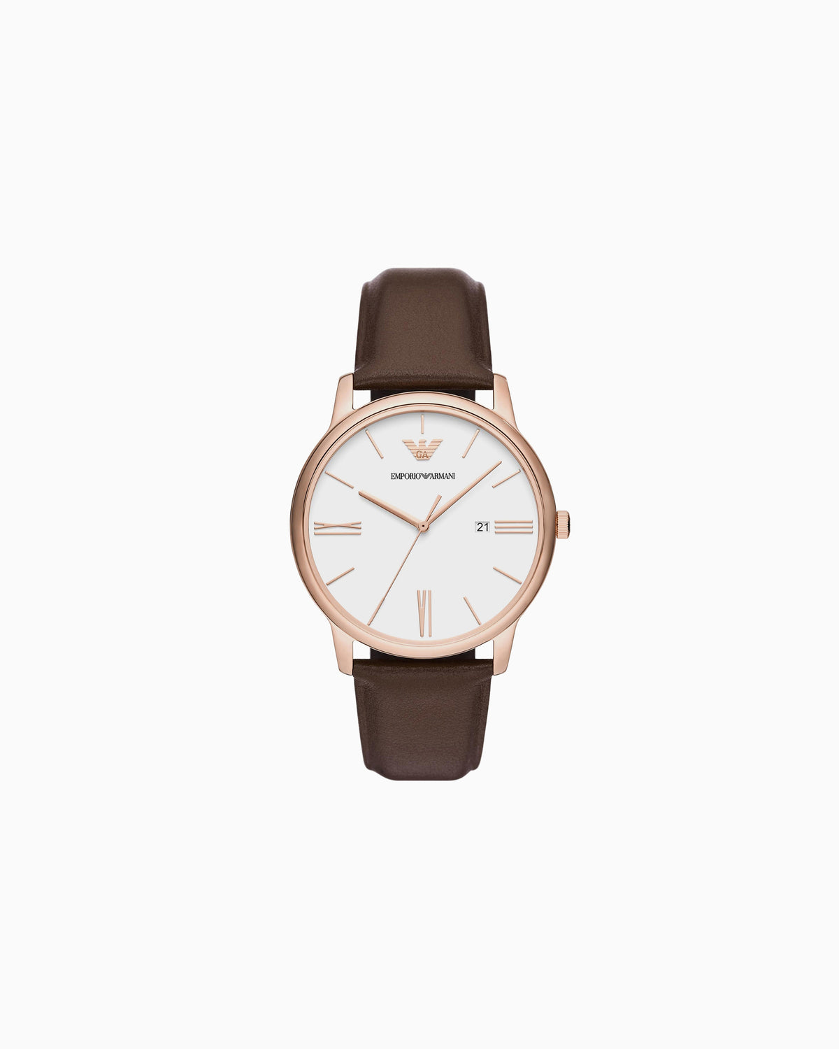 Three-Hand Date Brown Leather Watch (AR11572)