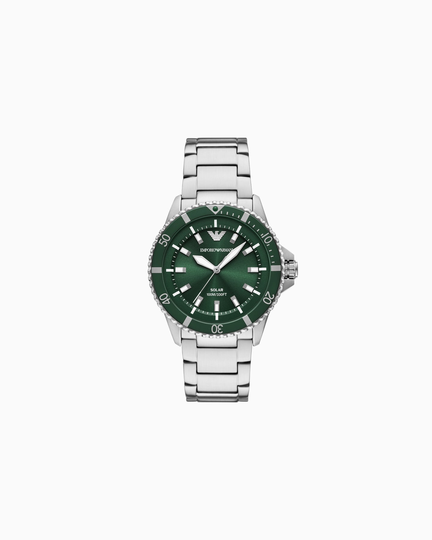 World Explorer Solar-Powered Three-Hand Stainless Steel Watch (AR11698)