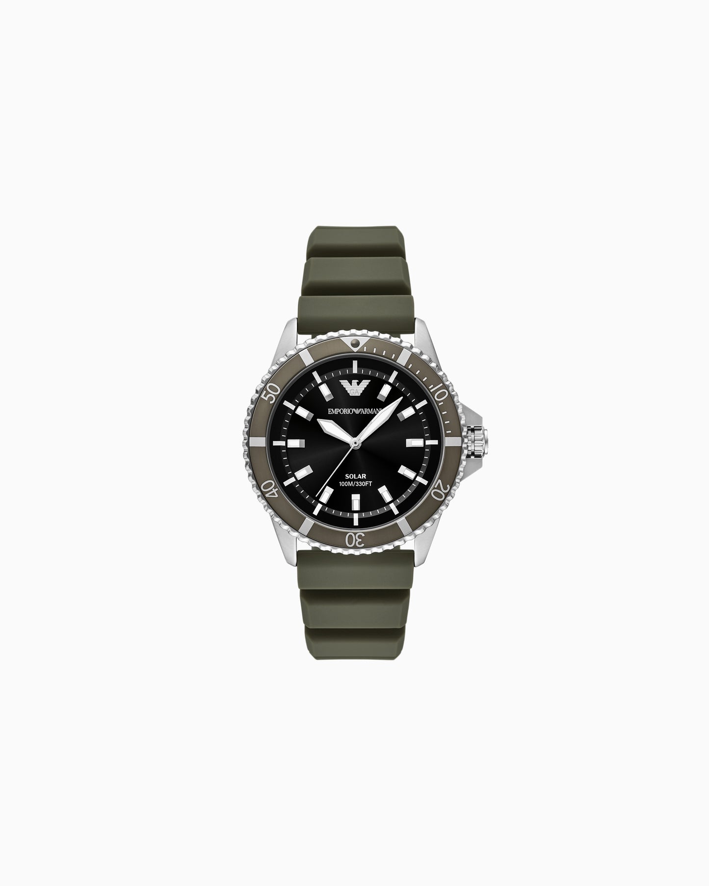 World Explorer Solar-Powered Three-Hand Green Silicone Watch (AR11699)
