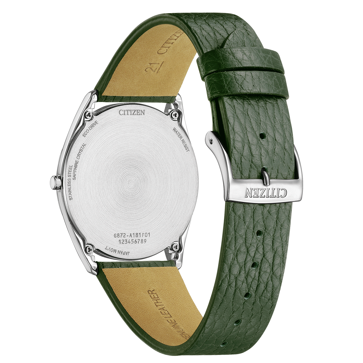 Citizen Suratto Eco-Drive Green Dial Men's Watch AR3120-32X – case back
