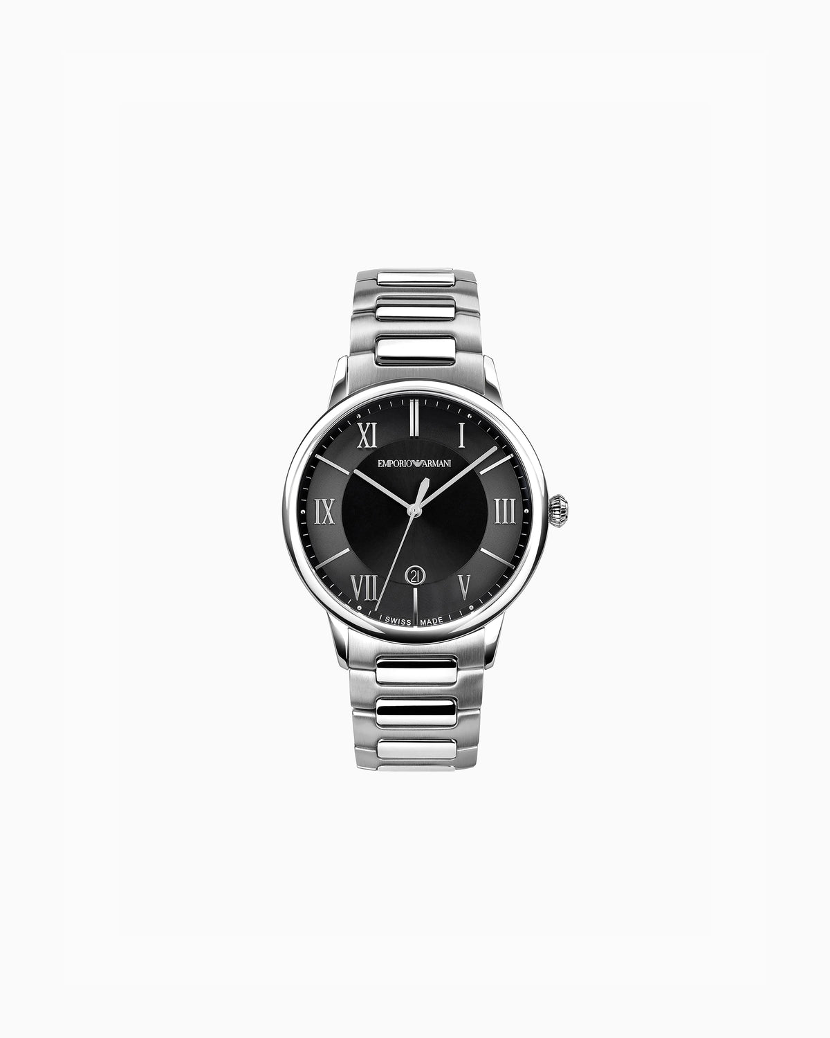 Swiss Made Three-Hand Date Stainless Steel Watch (ARS5001)