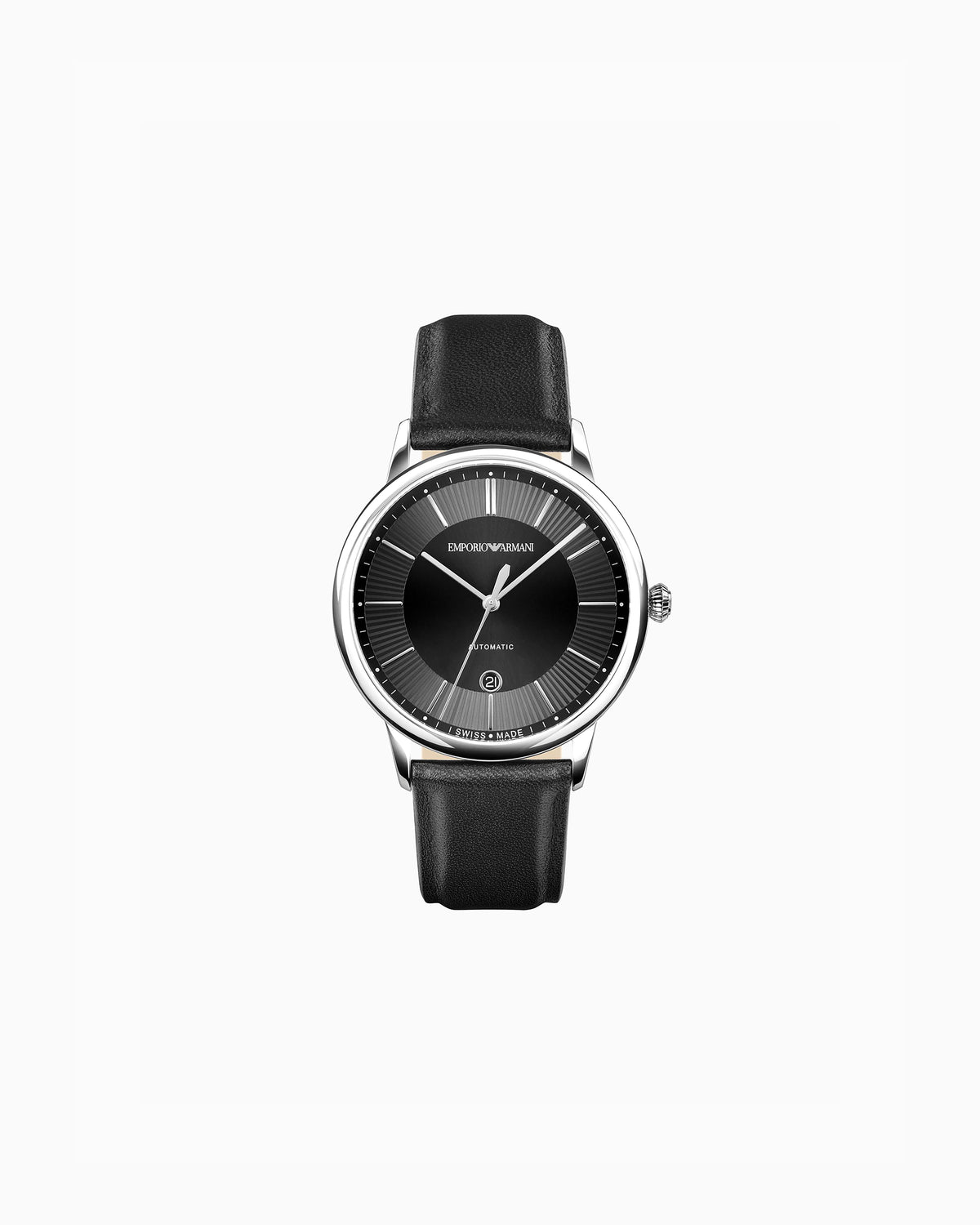 Swiss Made Automatic Black Leather Watch (ARS5100)