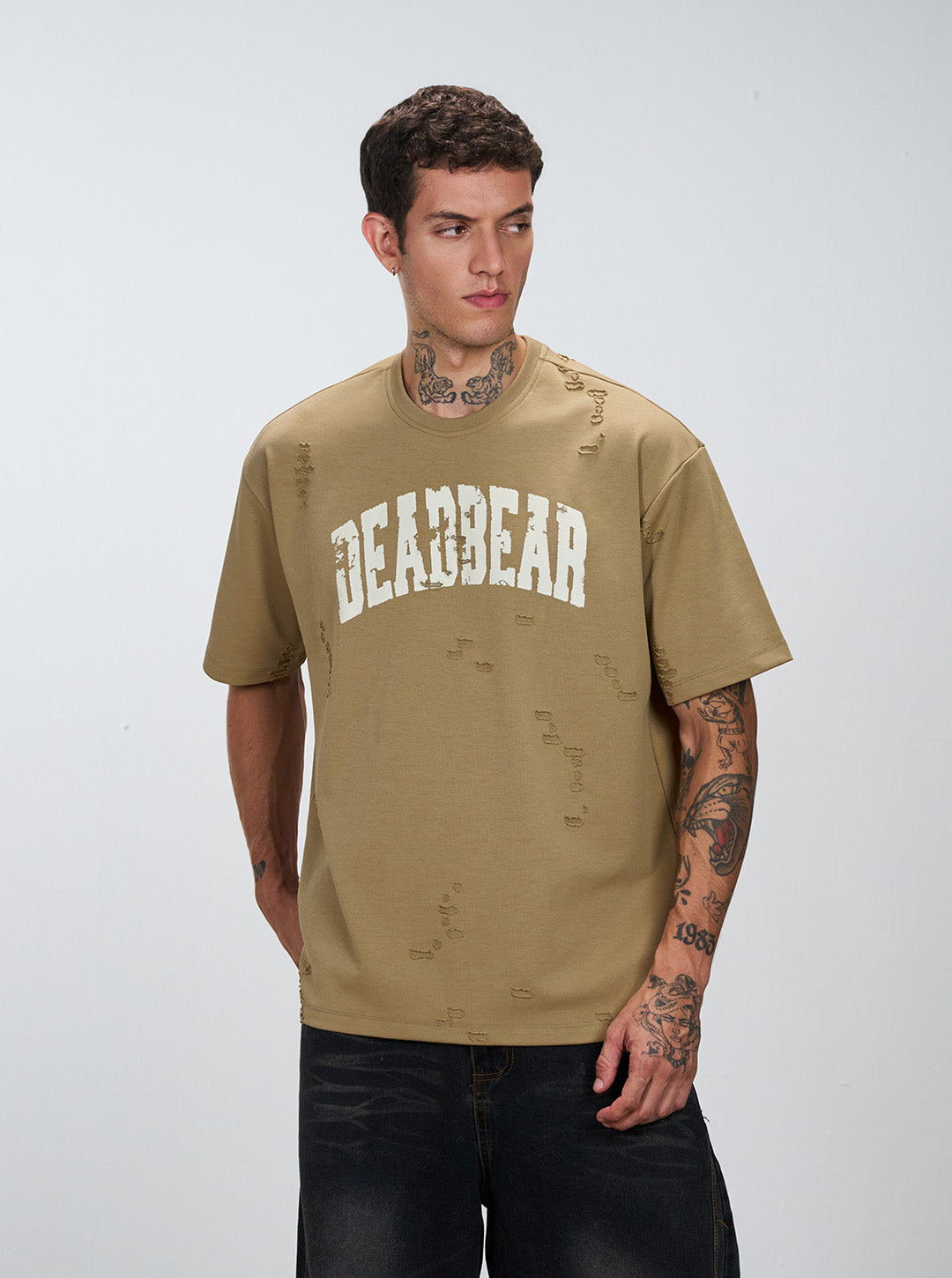 Distressed Brown Tee by DEADBEAR