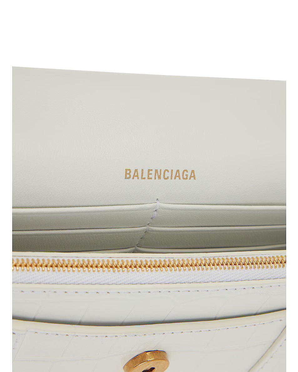 Balenciaga Hourglass Wallet on Chain Bag – White
