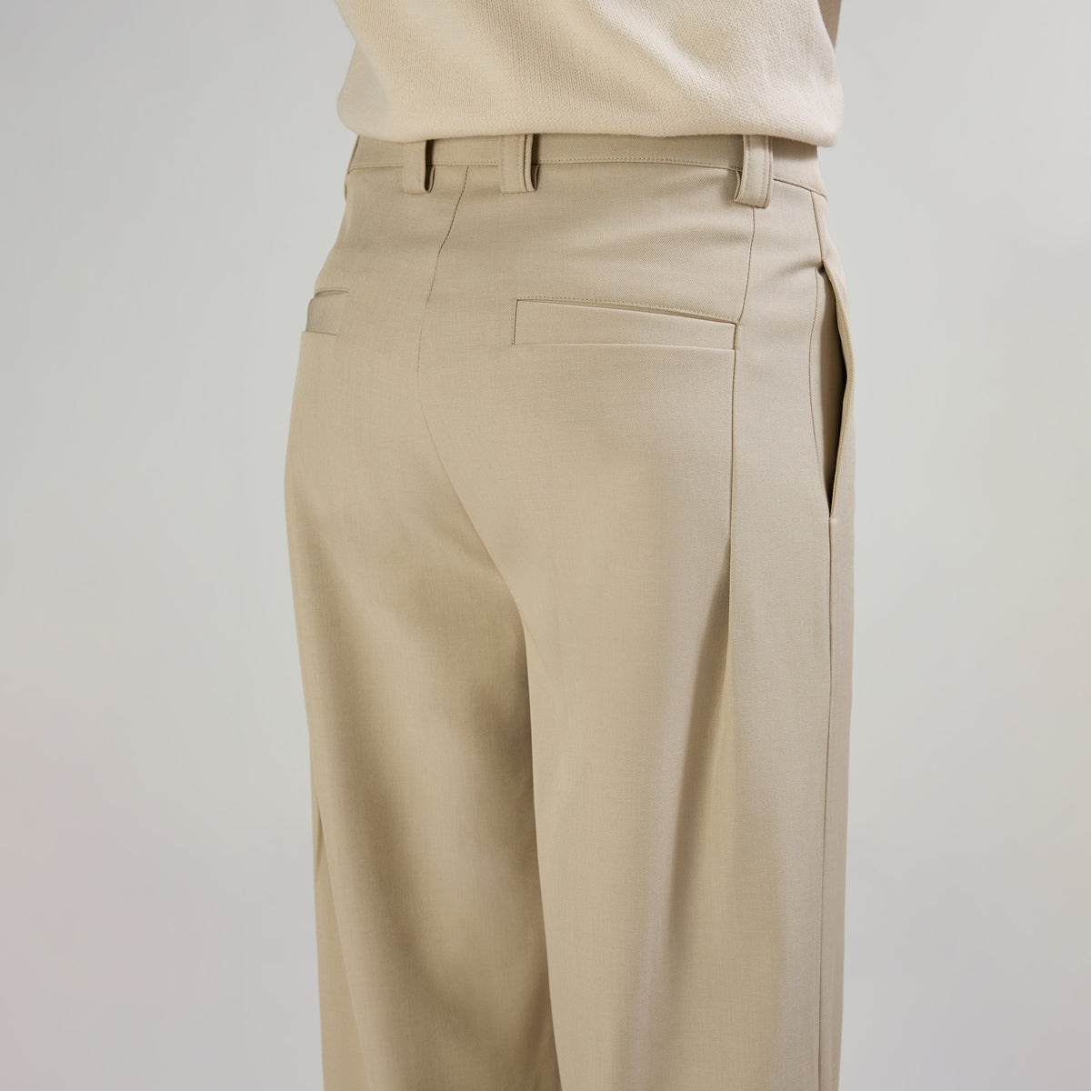 CLASSIC PLEATED TROUSERS - CREAM by Warping Theories