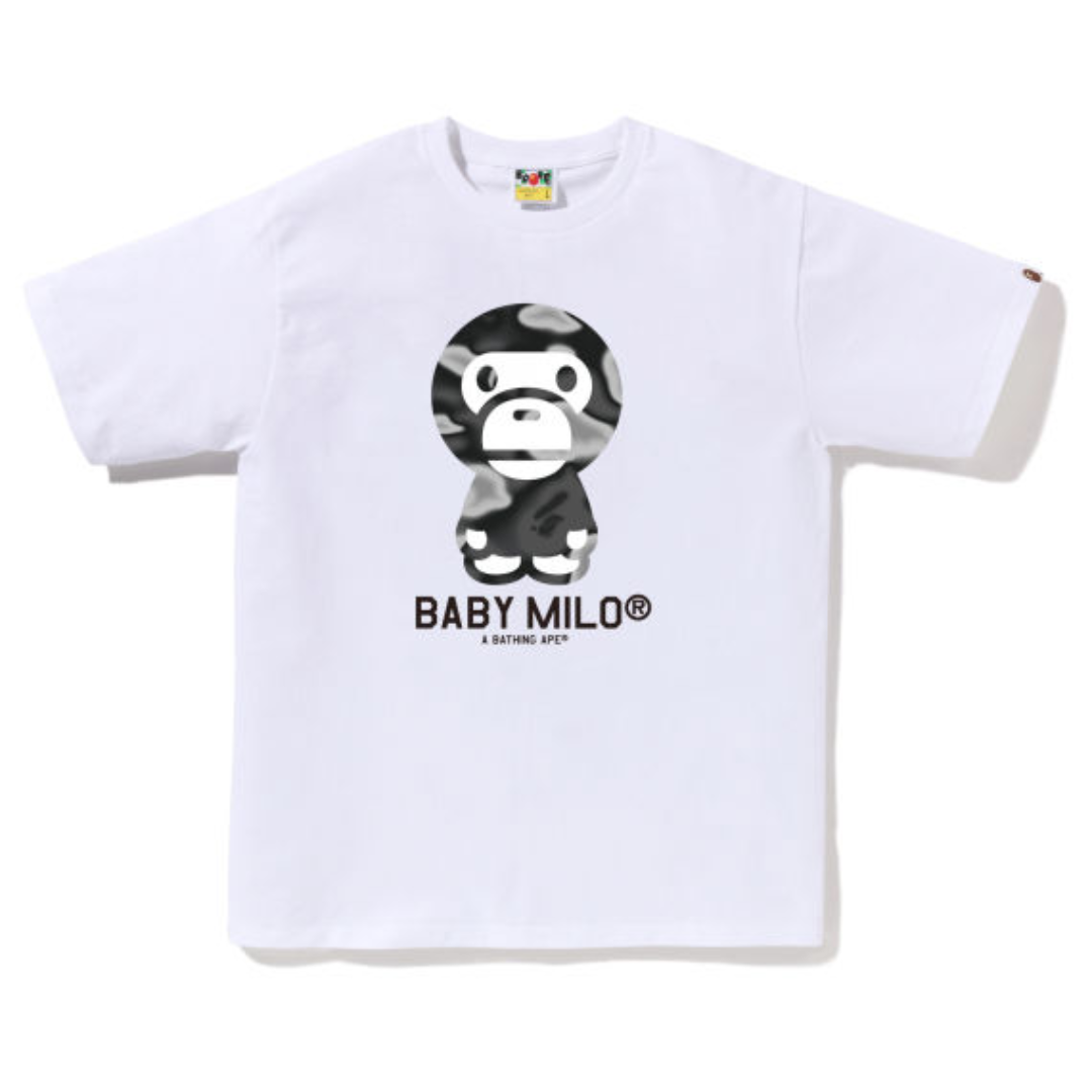 A BATHING APE® Liquid Camo Milo Print T-Shirt White by BAPE