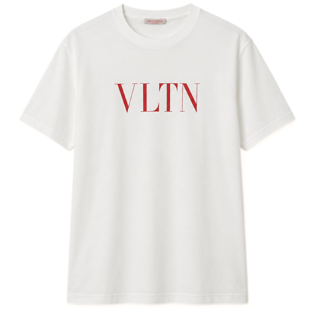 VALENTINO RED LOGO TEE WHITE by Valentino Apparels