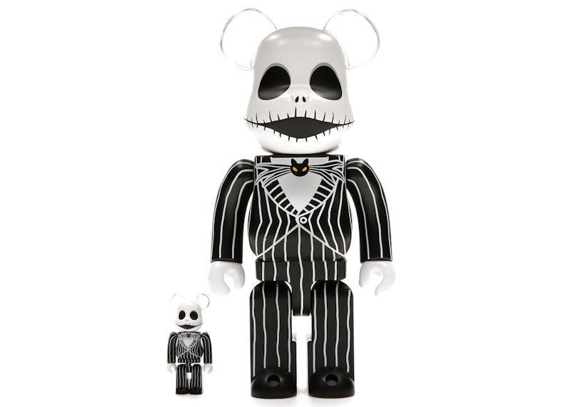 Bearbrick x Disney Tim Burton's The Nightmare Before Christmas Jack Skellington 100% & 400% Set by BEARBRICK