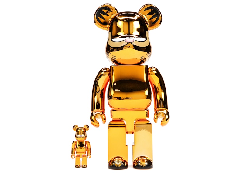 Bearbrick Garfield 100% & 400% Set Gold Chrome Ver. by BEARBRICK
