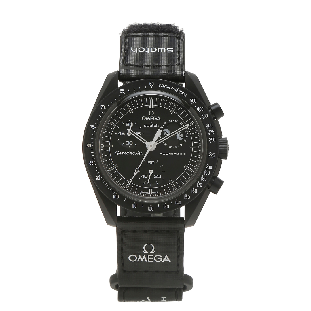 Swatch x Omega Bioceramic Moonswatch Mission To Moonphase Snoopy Black by Omega