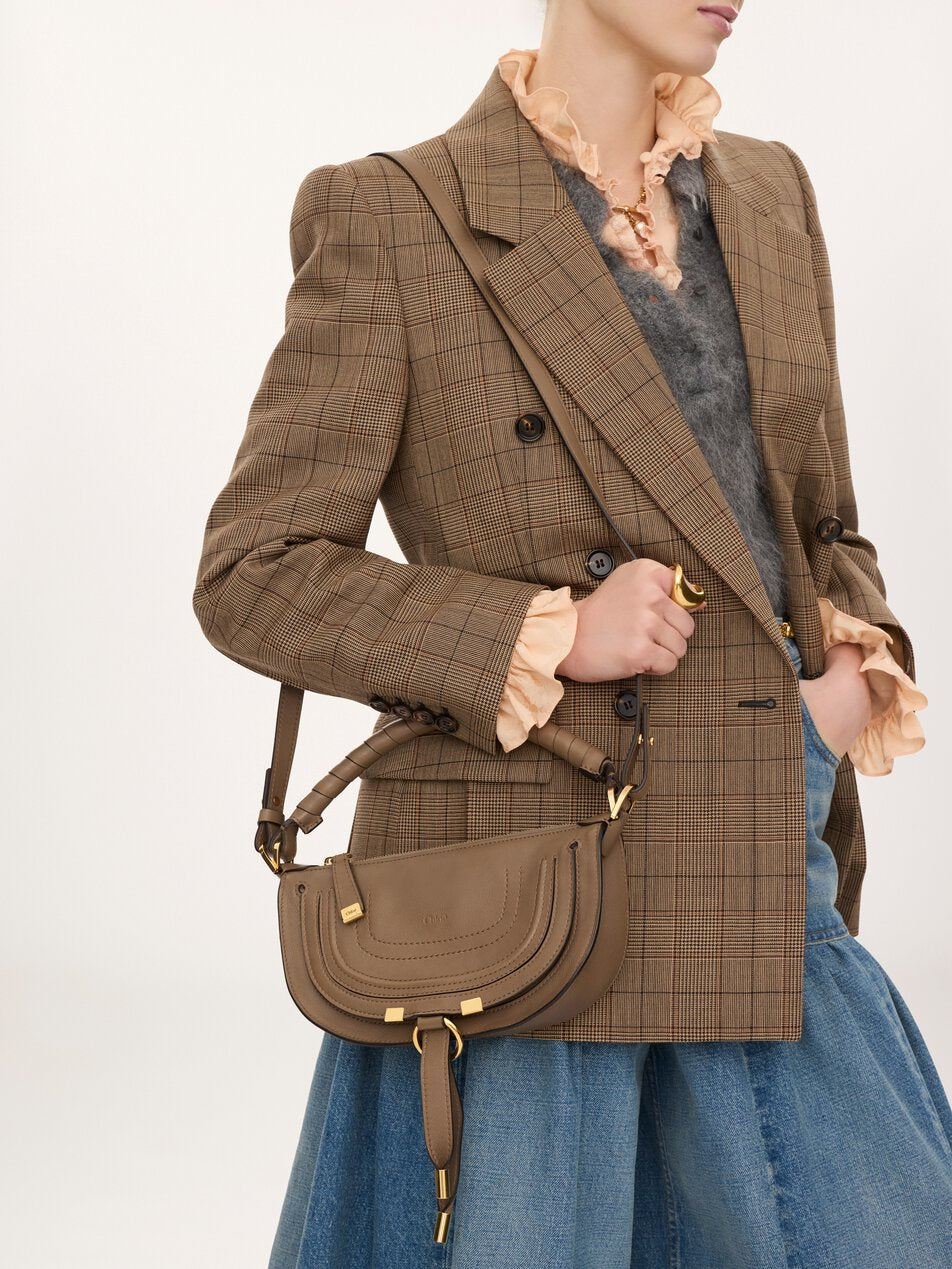 CHLOE Mini Marcie shoulder bag in soft leather Deep Taupe by CHLOE