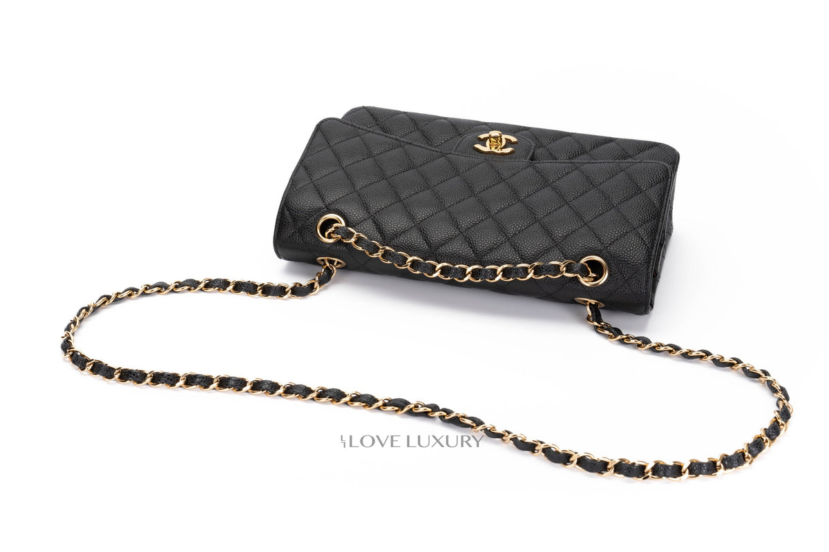 Chanel Medium Classic Flap Black Caviar Gold Hardware - view 14