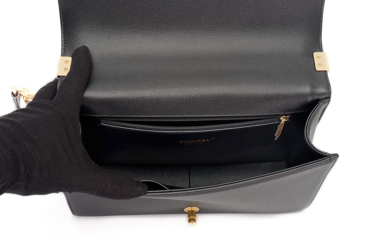 Chanel Large Boy Quilted Black Caviar Gold Hardware - view 10