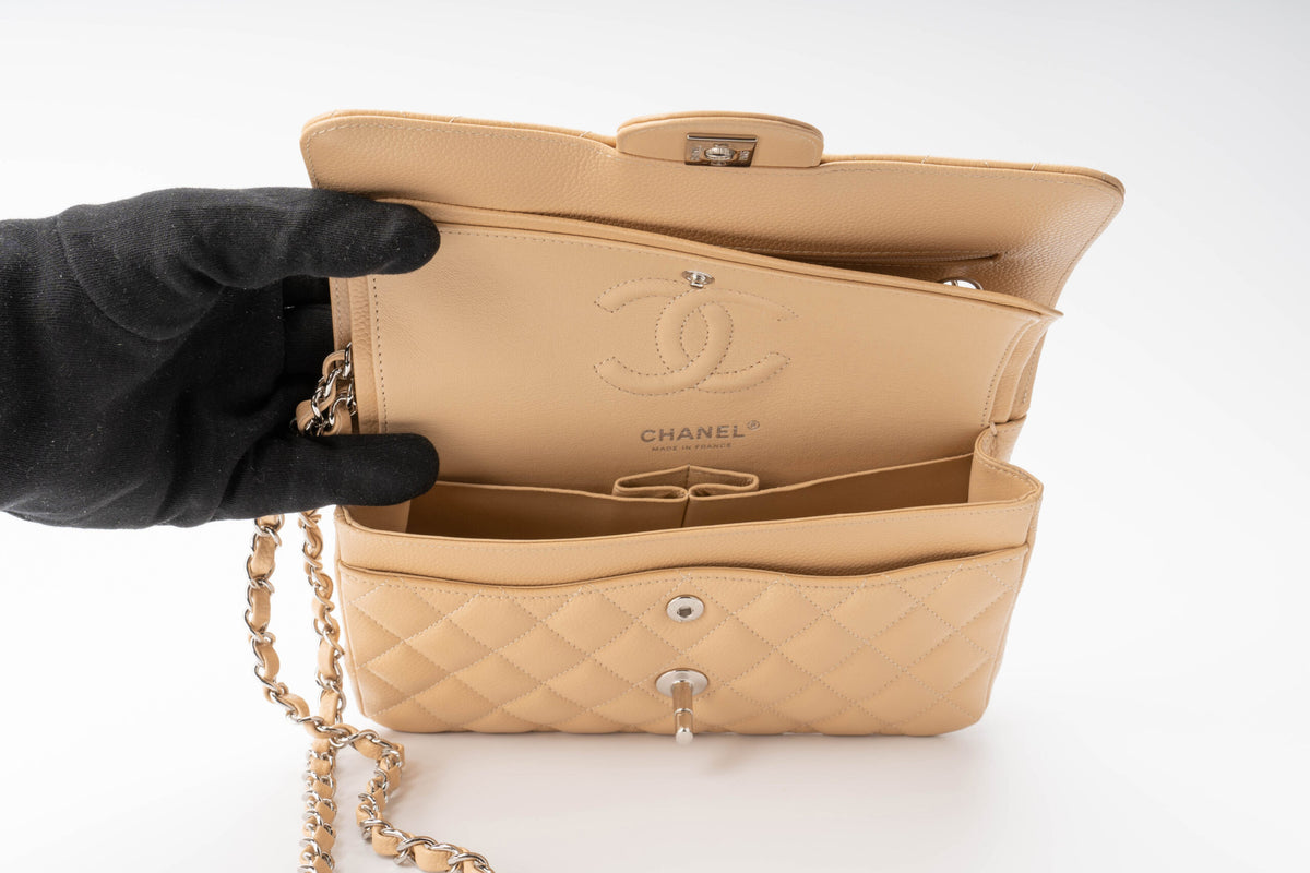 Chanel Small Classic Flap Beige Caviar - view 10