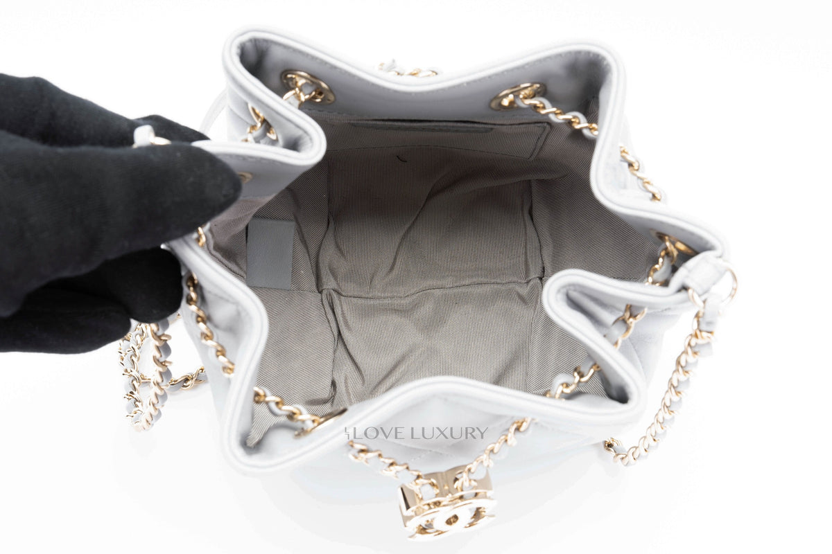 Chanel Nano Bucket Grey Lambskin Light Gold Hardware - view 8