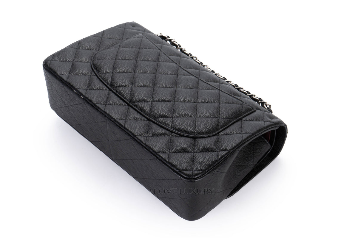 Chanel Jumbo Classic Flap Black Caviar Silver Hardware - view 15