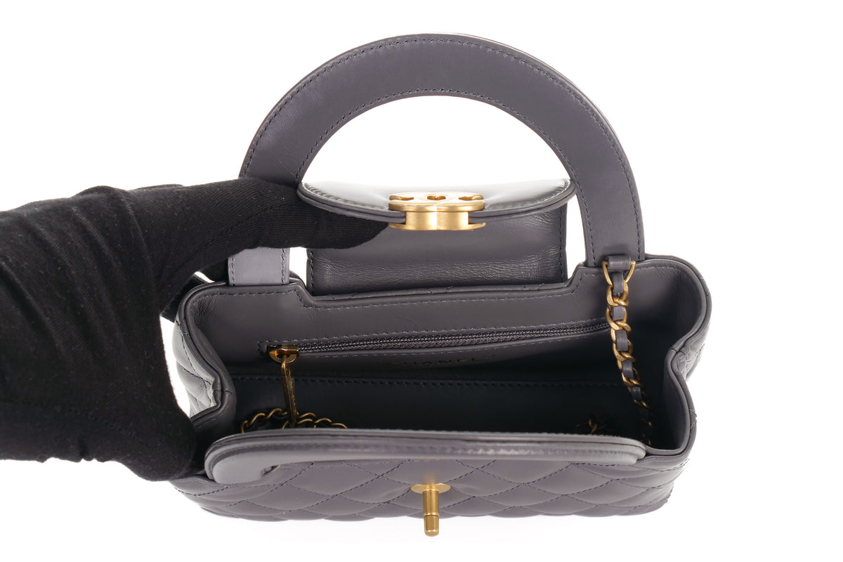 Chanel Small Kelly Tote Grey Lambskin Gold Hardware - view 9