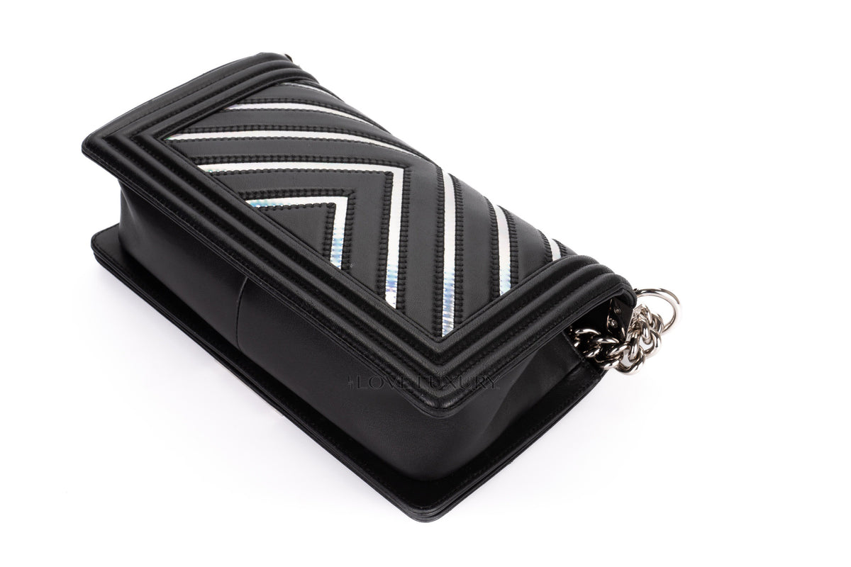 Chanel Medium Boy Black Holographic PVC Patent - view 16